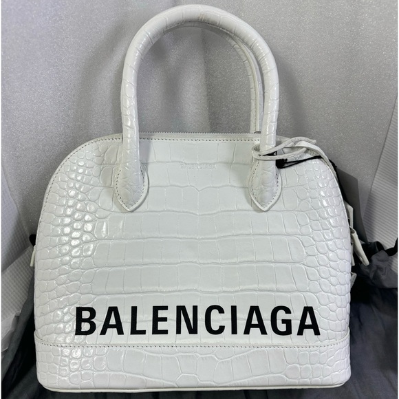 Balenciaga Handbags - Balenciaga Croc Embossed Sm Ville Top Handle Bag.